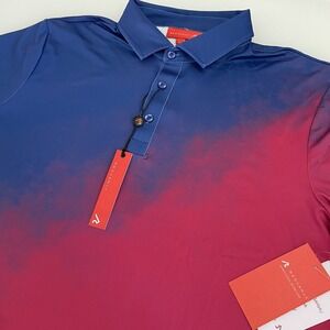 Redvanly Men's‎ Ruxton Performance Golf Polo Size Large Sangria Ombre NWT